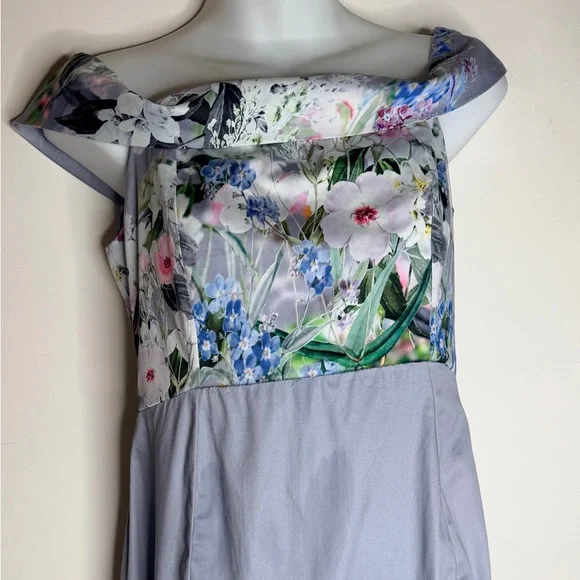 ASOS Maternity Gray Floral Waist Midi Dress Size 4 NWT - Picture 9 of 11